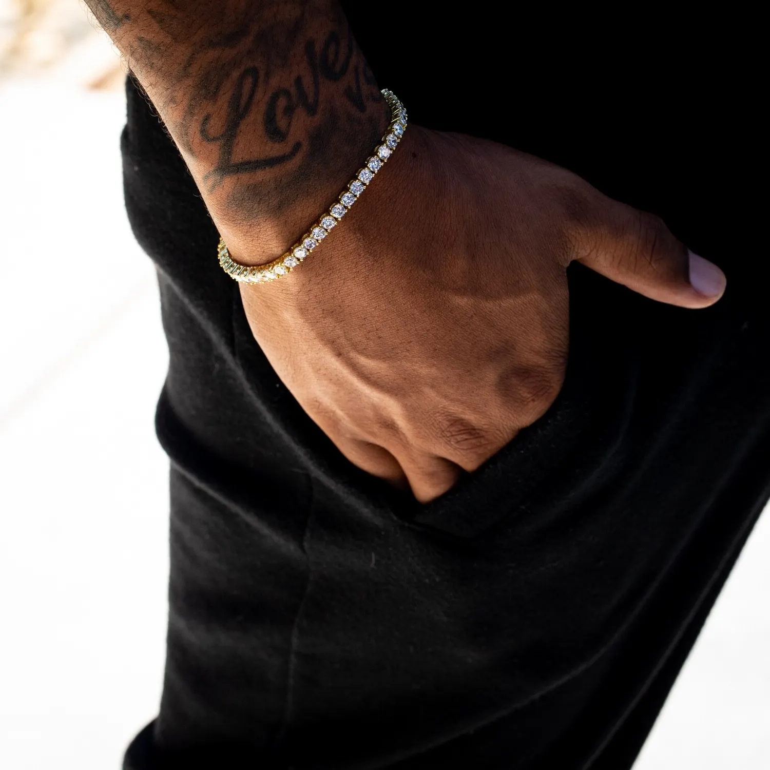 Authentic Eternal Fortune Tennis Bracelet - Iced Cz Pointer Round Charm for Men