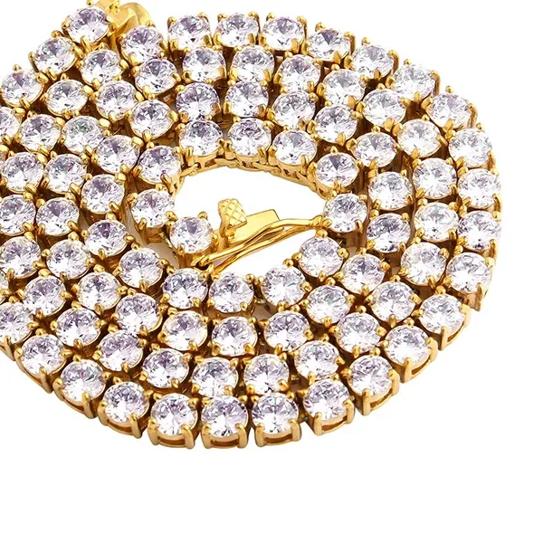 Authentic Golden Ascension: Tennis Chain Necklace for Spiritual Protection and Growth