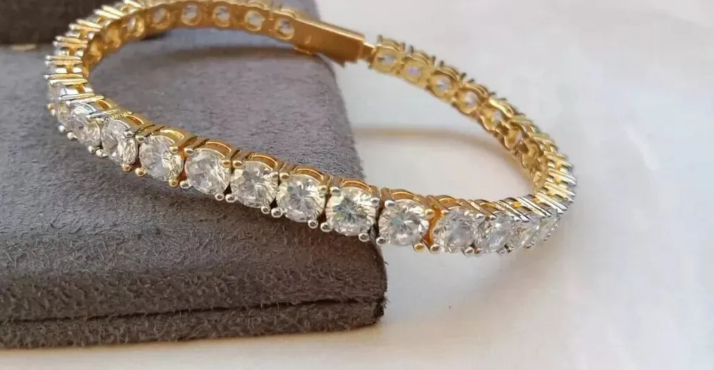 Authentic 9CT Round Cut Lab-Created Diamond Tennis 7.5 in Bracelet 14k Yellow Gold Plated