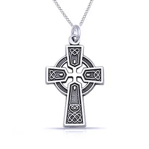 Authentic Ethereal Celtic Trinity Cross – 14k White‑Gold‑Plated Silver Pendant on an 18‑inch Chain