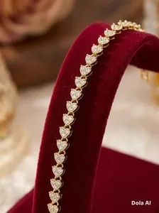 Authentic Radiant Devotion: The Gold-Plated Crystal Heart Tennis Bracelet