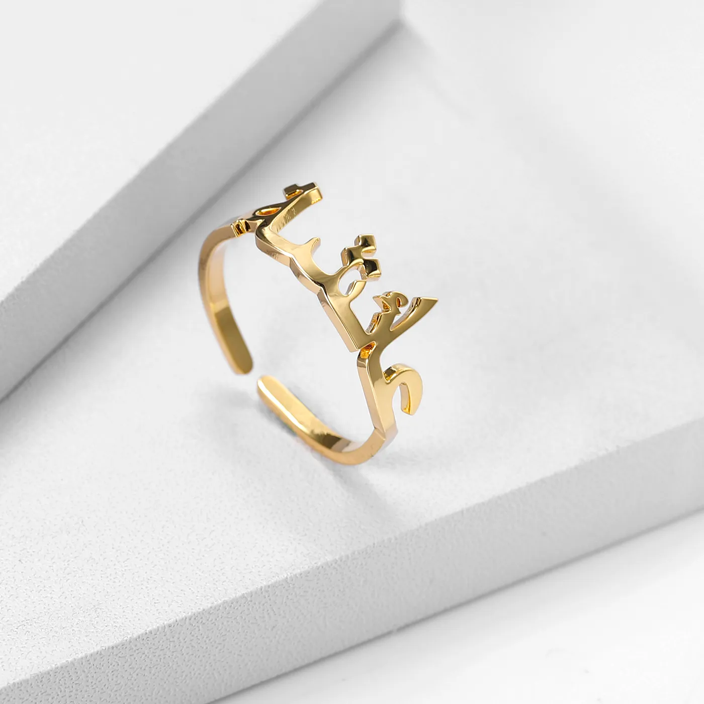 Authentic Custom Name Ring Any Language Rings Personalized Gold Jewerly Adjustable Bague Wedding Rings For Women Jewelry