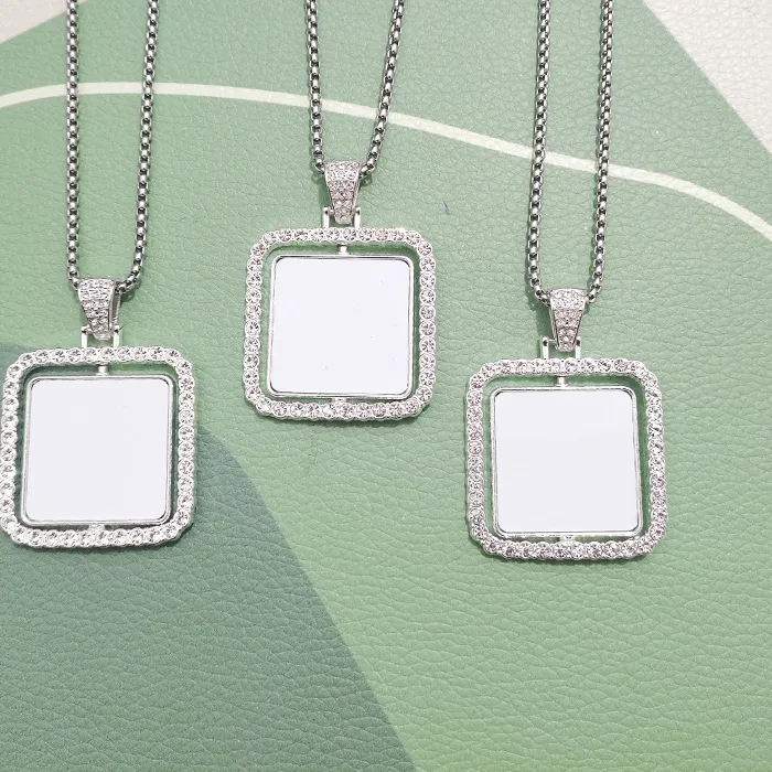 Authentic 5pcs Necklace Sublimation DIY White Blank Square Pendant Waterproof for Ashe Crem Valentine's Day Pendant