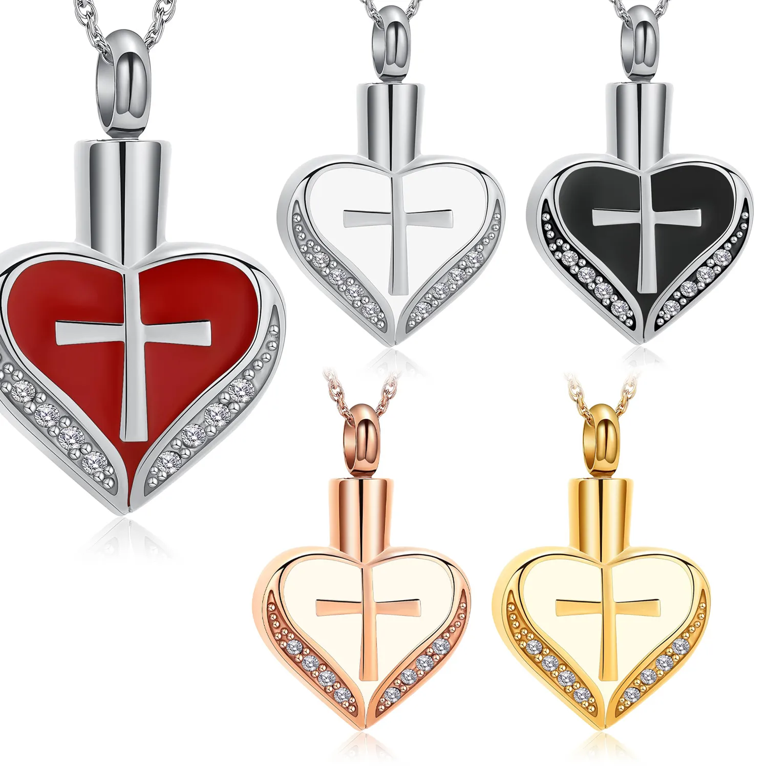 Authentic Sacred Union Cross and Heart Memorial Urn Pendant