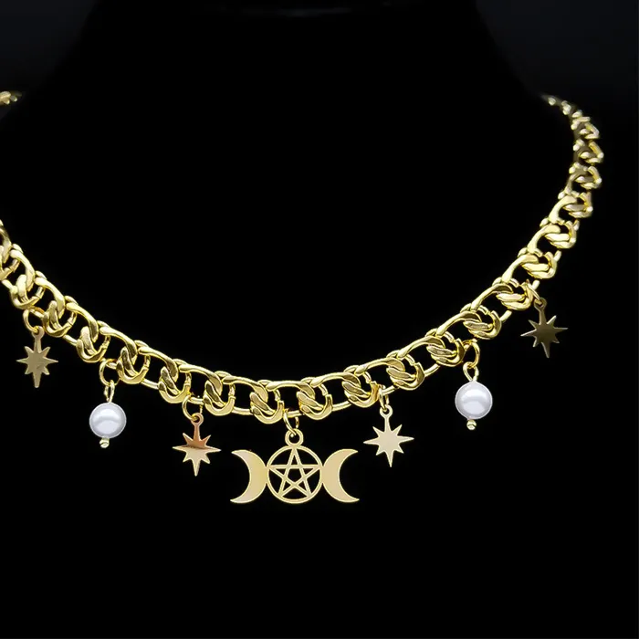 Authentic Celestial Triple Moon Pentagram Amulet of Arcane Guidance