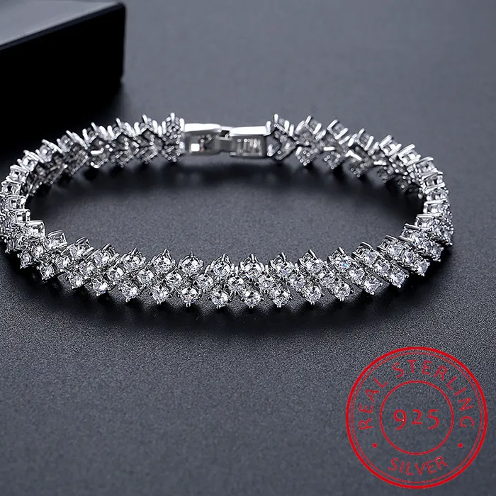 Authentic Full Moissanite Tennis Bracelets for Women Men Sparkling Lab Diamond S925 Silver White Gold Bracelet Wedding Jewelry Pulseiras