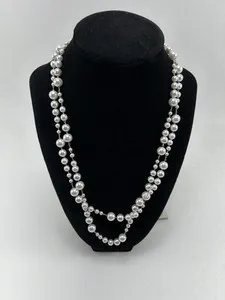 Authentic Double Strand of Celestial Harmony: A Sereflina Faux Pearl Necklace Enshrined in 14K Gold