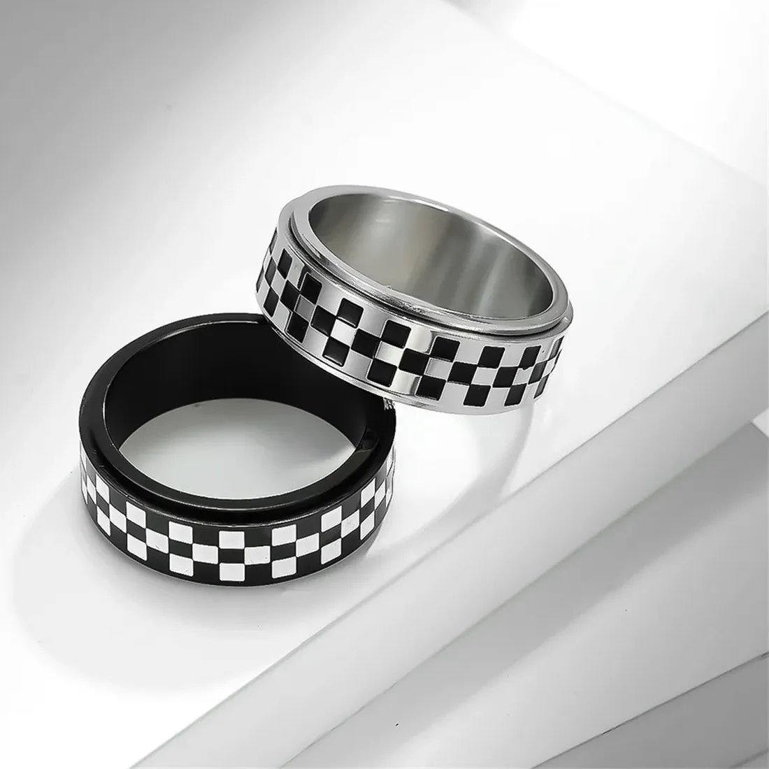 Authentic The Infinite Circuit: Kinetic Checkerboard Spinner Ring