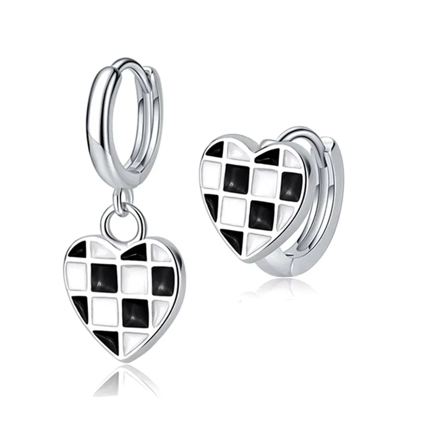 Authentic Heartbeat of Protection: Sterling Silver Lattice Heart Earrings