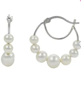 Authentic Luminous Tide: 14k Gold-Plated Pearl Hoop Talismans
