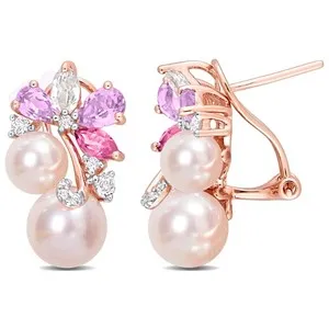 Authentic Whispers of the Heart Rose Gold and Pearl Earrings