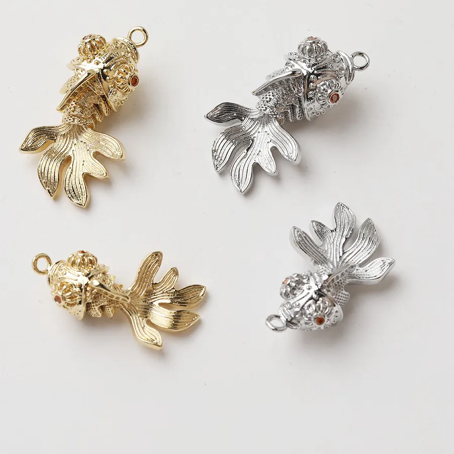 Authentic 2Pcs Dainty Fish Charms For Jewelry Making Pendants Supplies Diy 14K Gold Plated Accessories