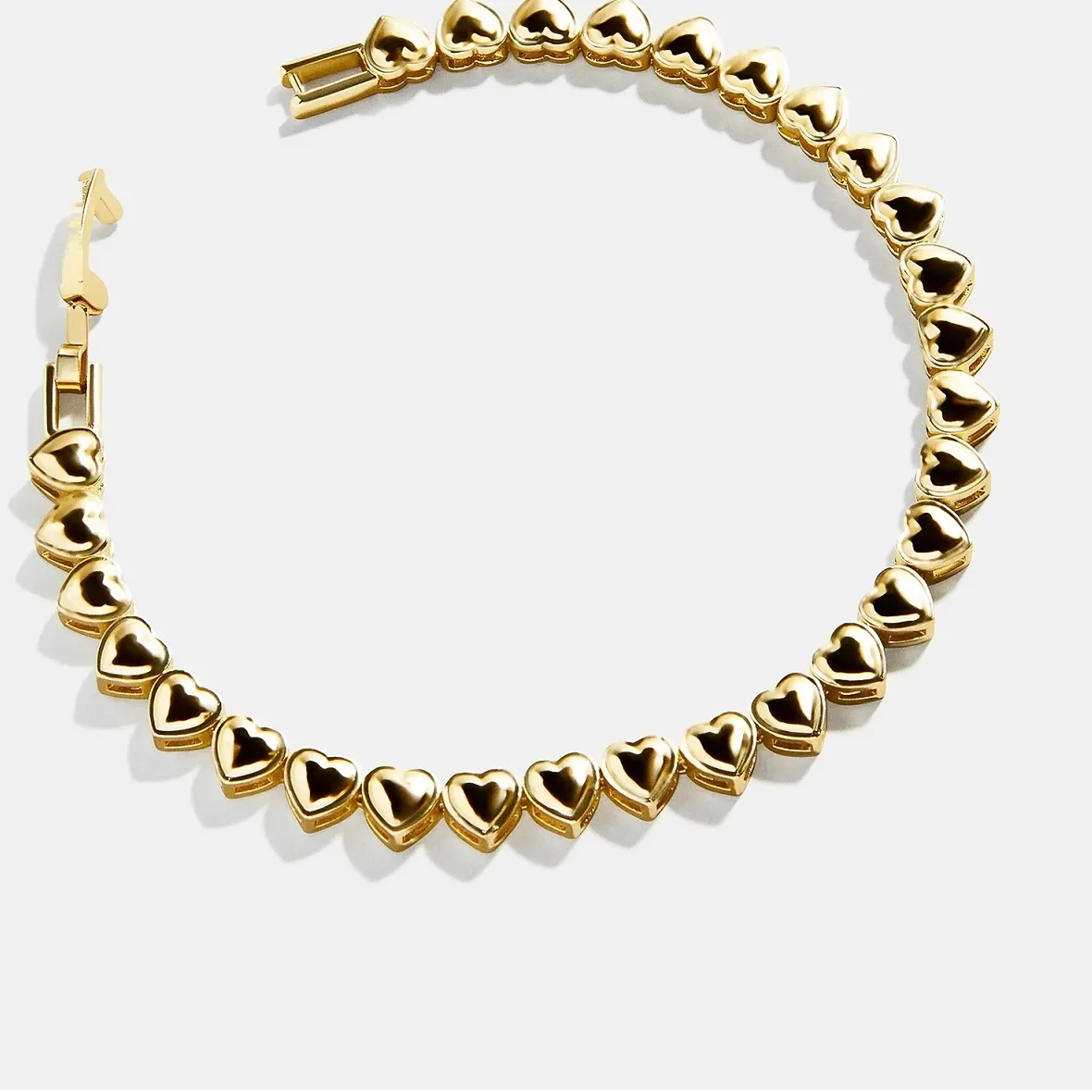 Authentic Gold Color Puffy Plain Heart Charm Link Tennis Chain 2025 High Quality Women Jewelry