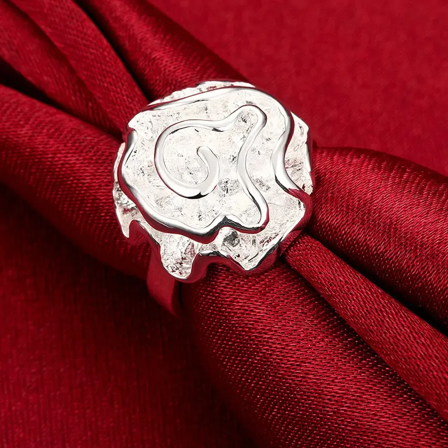 Authentic 925 Sterling Silver Jewelry Rose Flower Finger Rings Size 7 8 9 Holiday