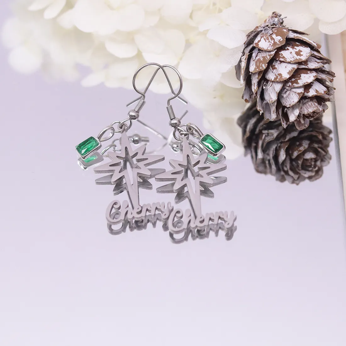 Authentic Celestia Crowned North Star Custom Earrings with Green Zircon