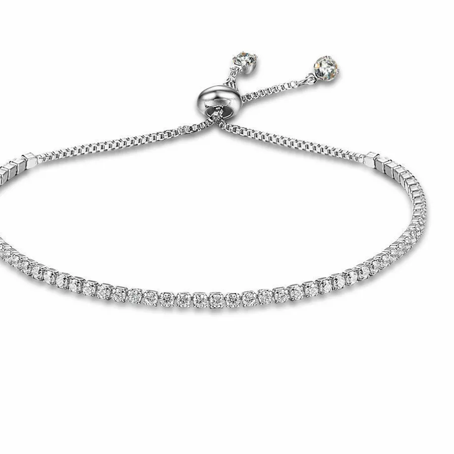 Authentic Charm CZ Tennis Bracelet for Women Crystal Zircon Jewelry Adjustable Gold Color Silver Color Box Chain Bracelets