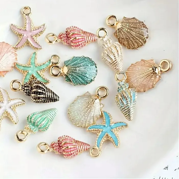 Authentic Coastal Whispers: Enamel Starfish and Shell Talismans