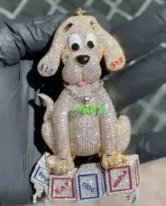 Authentic The Celestial Canine Amulet: 5.00 CT Round Cut Moissanite Cartoon Dog Pendant in 14K Yellow Gold Finish