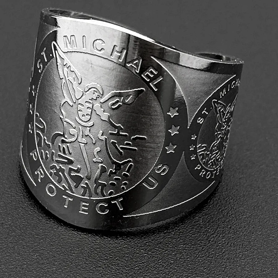 Authentic The Celestial Sentinel: Archangel Michael Shield Ring