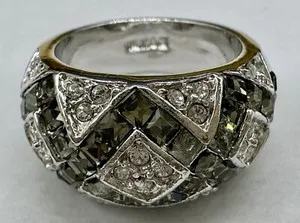 Authentic The Veiled Hearth - 18K Gold Plated Smoky Topaz and Cubic Zirconia Antique-Style Ring Size 5