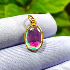 Authentic The Sovereign Tide Talisman: Natural Aqua Quartz Gold-Plated Pendant