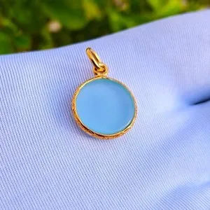 Authentic The Celestial Tide: Aqua Chalcedony Aura Pendant