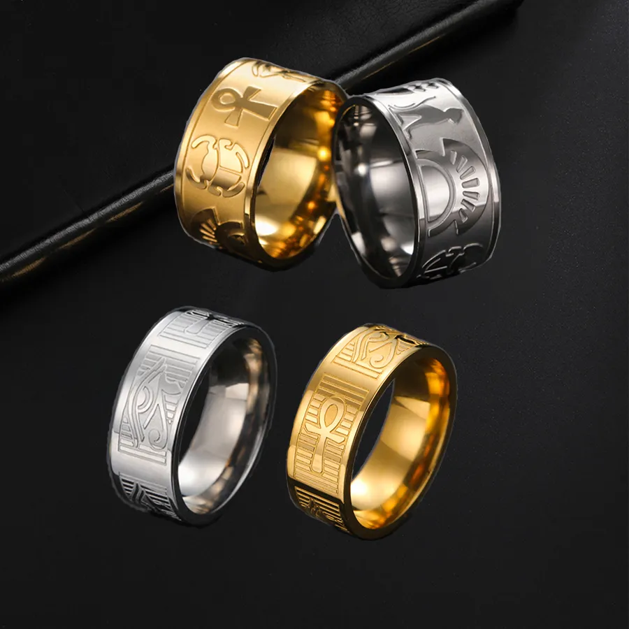 Authentic The Eternal Aegis: Ancient Egyptian Symbol and Evil Eye Gold-Plated Talisman Ring