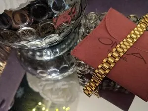 Authentic The Infinite Hour: 18KT Gold-Plated Celestial Timepiece Bracelet