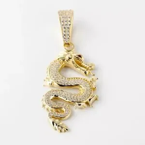 Authentic The Golden Dragon: 3Ct Lab-Created Diamond Charm in 14K Yellow Gold Plated