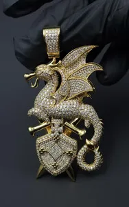 Authentic The Draconic Aegis: 3Ct Moissanite Shield of Gold