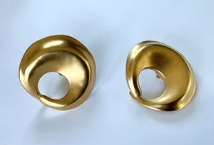 Authentic Radiant Solar Eclipse 1980s Massive 24K Gold-Plated Matte Clip-On Earrings by Robert Lee Morris