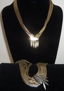 Authentic Monet's Majestic Harmony: Vintage 1940s Gold-Plated Necklace & Bracelet