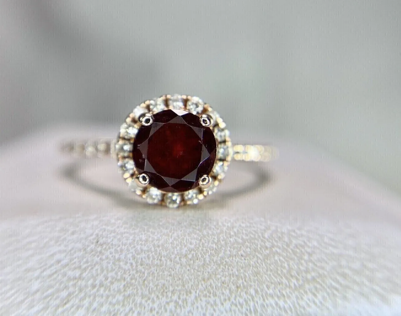 Authentic Crimson Heart of the Sun: 14k Gold‑Plated Garnet Ring