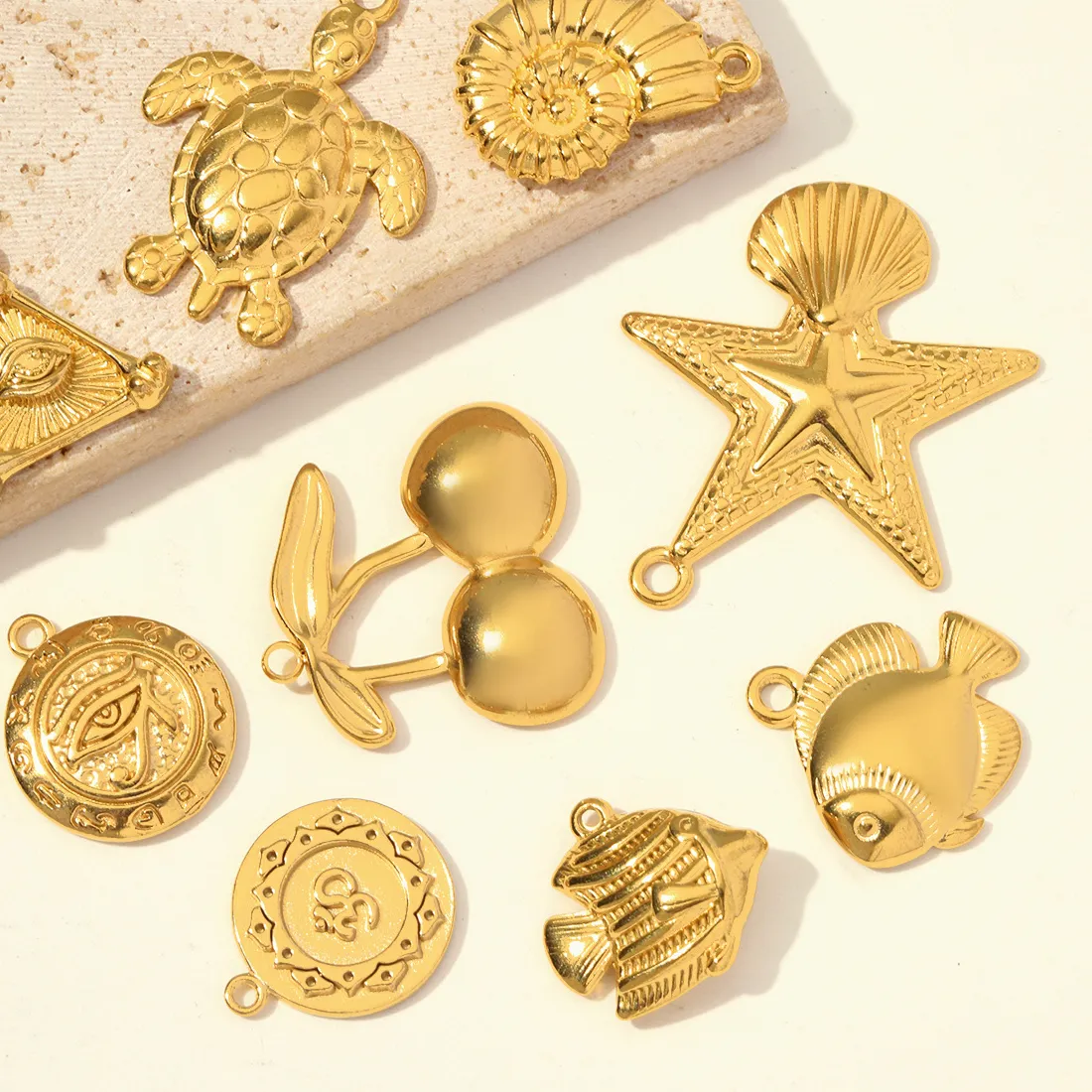 Authentic 5Pcs Cherry Flower Diy Charms Whale Tail Fish Turtle Necklace Pendants Ocean Animal Jewelry