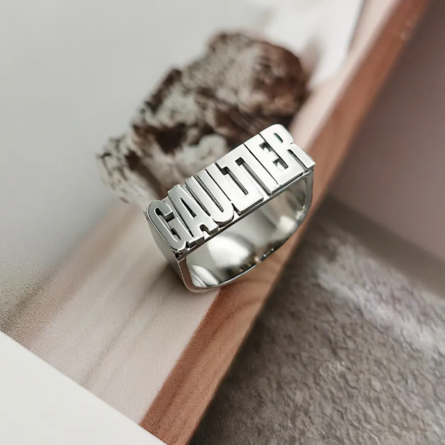 Authentic Chunky Ring Men Women Custom Ring Initial Personalized First Name Ring Good Quality Jewelry Bulk Order