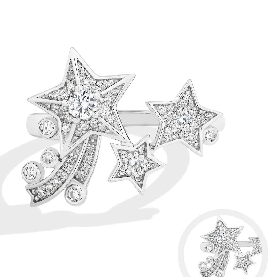 Authentic Starlight Talisman Moissanite Crescent Ring In 925 Sterling Silver