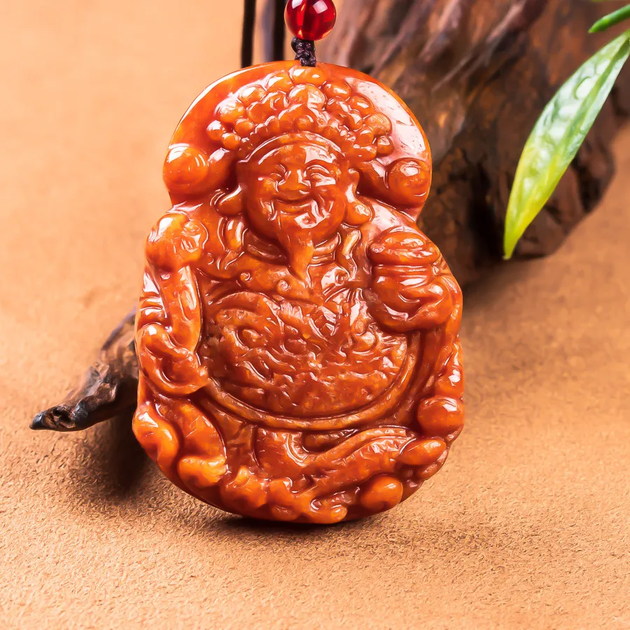Authentic The Golden Path of Prosperity: Natural Burmese Jadeite God of Wealth Amulet