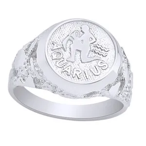 Authentic Celestial Aquarius Guardian Band – 14k Gold‑Plated 925 Sterling