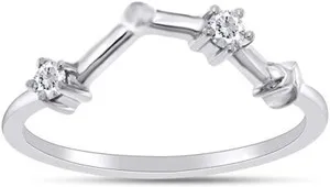 Authentic Celestial Guardian Diamond Star Constellation Zodiac Ring In 925 White Gold Plating
