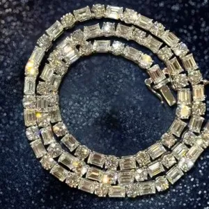 Authentic Celestial Harmony: 49ctw Diamond Tennis Necklace, Gold-Plated Radiance