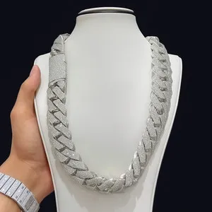 Authentic Radiant Luminary 14K White Gold Plated Moissanite Cuban Chain