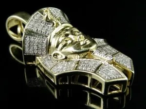 Authentic The Golden Pharaonic Aegis: Two Carat Moissanite King Tut Talisman