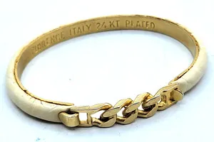 Authentic Embracing the Ancient Power of the Serpent: Golden Reptile Leather Bangle
