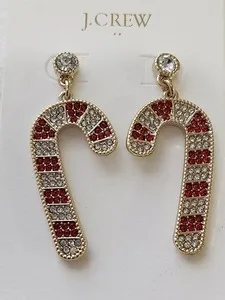 Authentic Gilded Festivity Pave Candy Cane Talisman Earrings