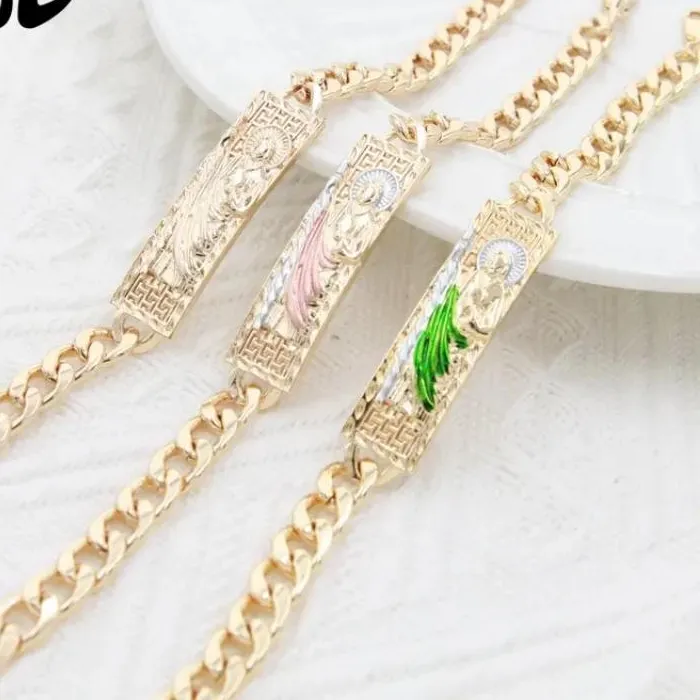 Authentic San Judas Tadeo Talisman Bracelet The Sacred Green Of Hope Wrought In Gold