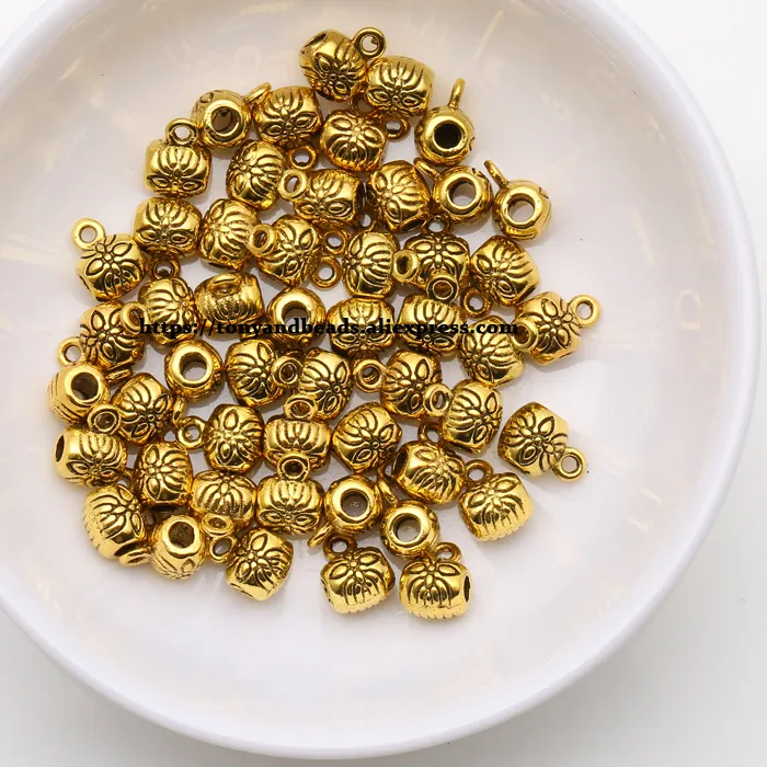 Authentic (50 Pcs / Lot!)  European Charm Spacer 3 Holes Pendant Connector Beads Alloy Antique Gold Color Plt for Bracelet Making