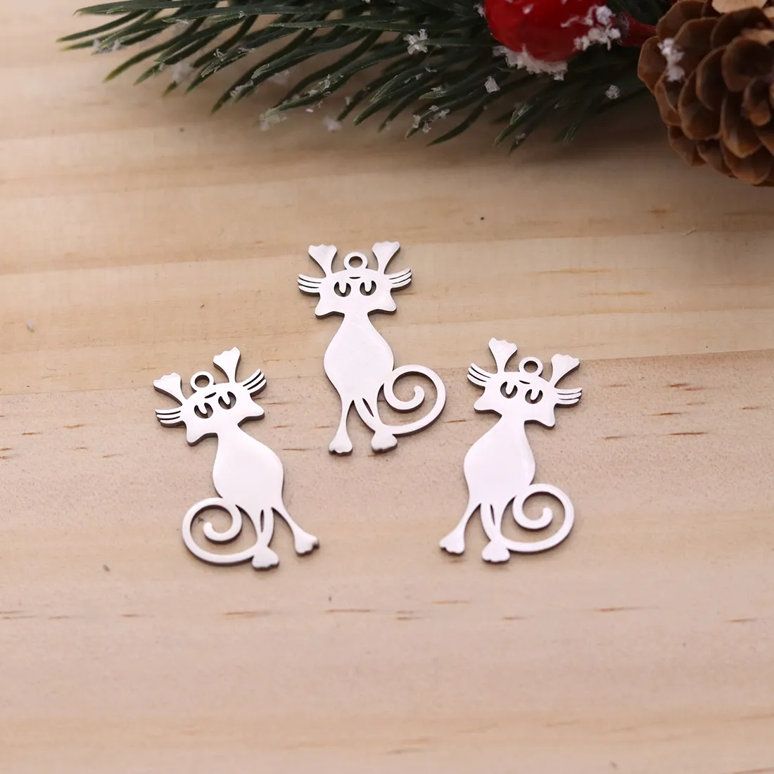 Authentic Celestial Feline Guardians: Trio of Spiraling Spirit Charms
