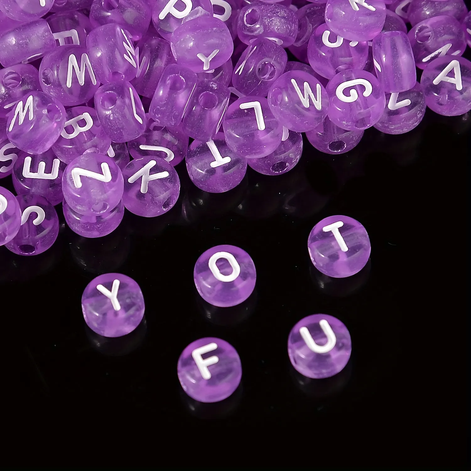 Authentic Whispers of the Mystic Alphabet: 4x7mm Purple Acrylic Letter Beads