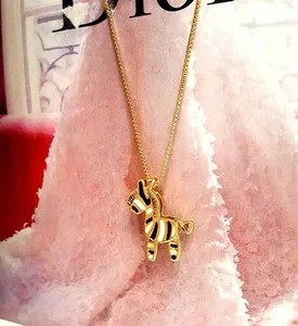 Authentic The Celestial Equine of Balance: 14k Gold-Plated Zebra Pendant