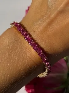 Authentic Radiant Pink Topaz Harmony Bracelet in Gilded Sterling